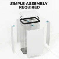 Poubelle automatique de 50 L, couvercle à fermeture douce, acier inoxydable, blanc