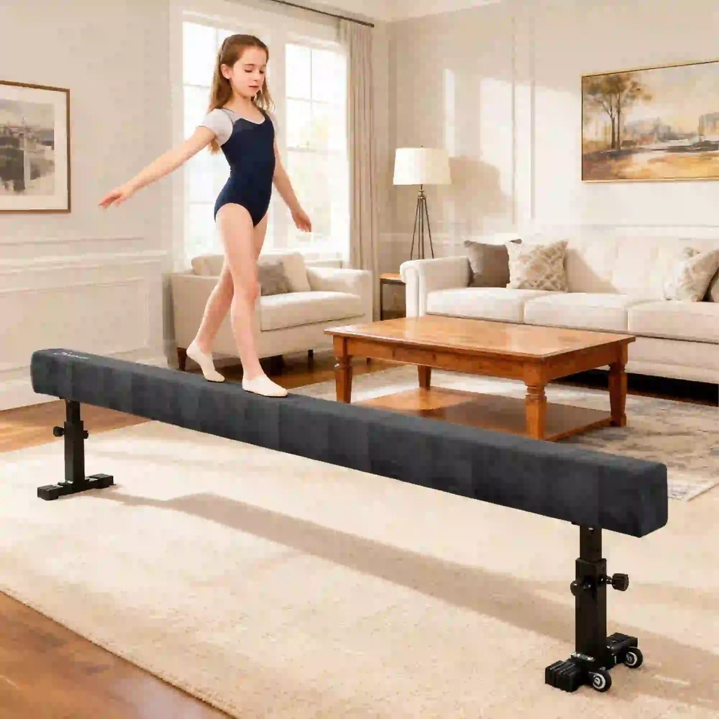 7.5ft Adjustable Balance Beam, Gymnastics Equipment with Wheels Gymnastics Mats at Gallery Canada