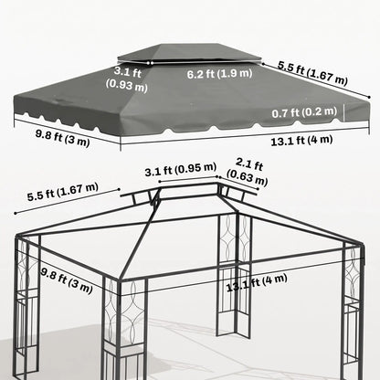 13' x 10' Gazebo Replacement Canopy, Double Vented Roof, Grey Gazebo Canopy Replacement at Gallery Canada