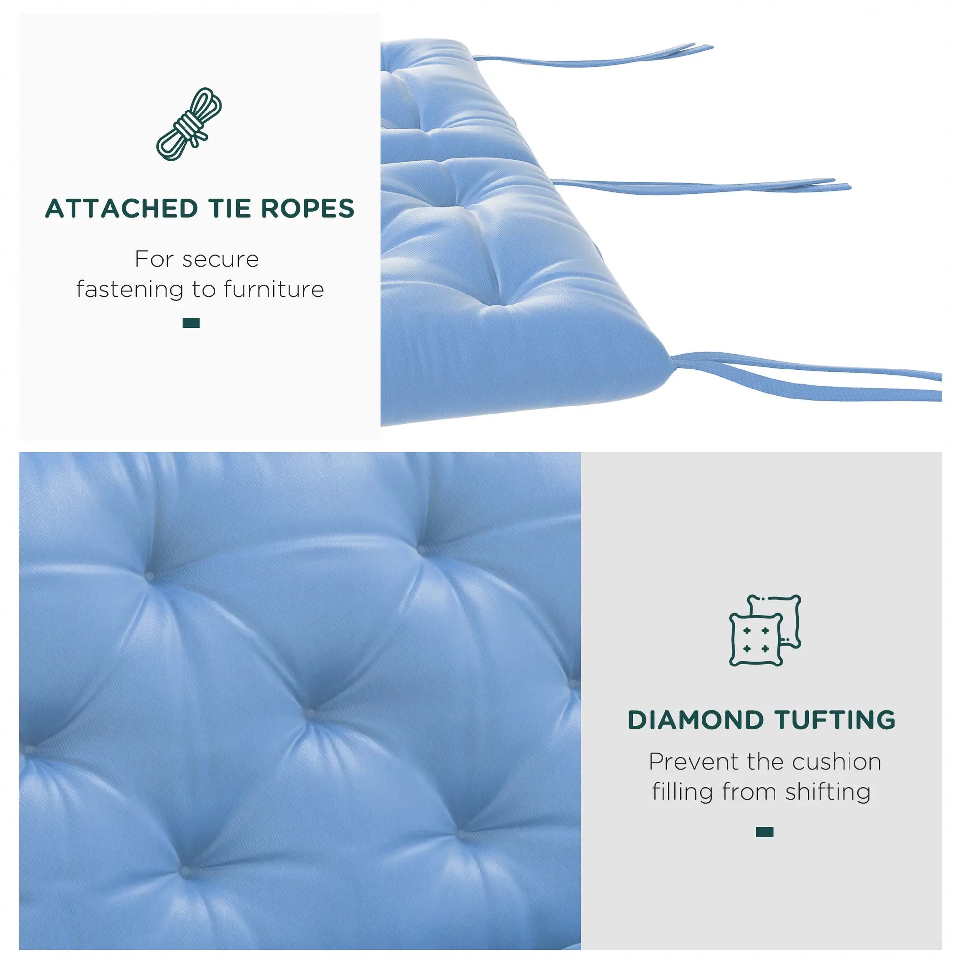 3-Seater Outdoor Bench Swing Cushions, Patio Garden, Light Blue Patio Chair Cushions at Gallery Canada