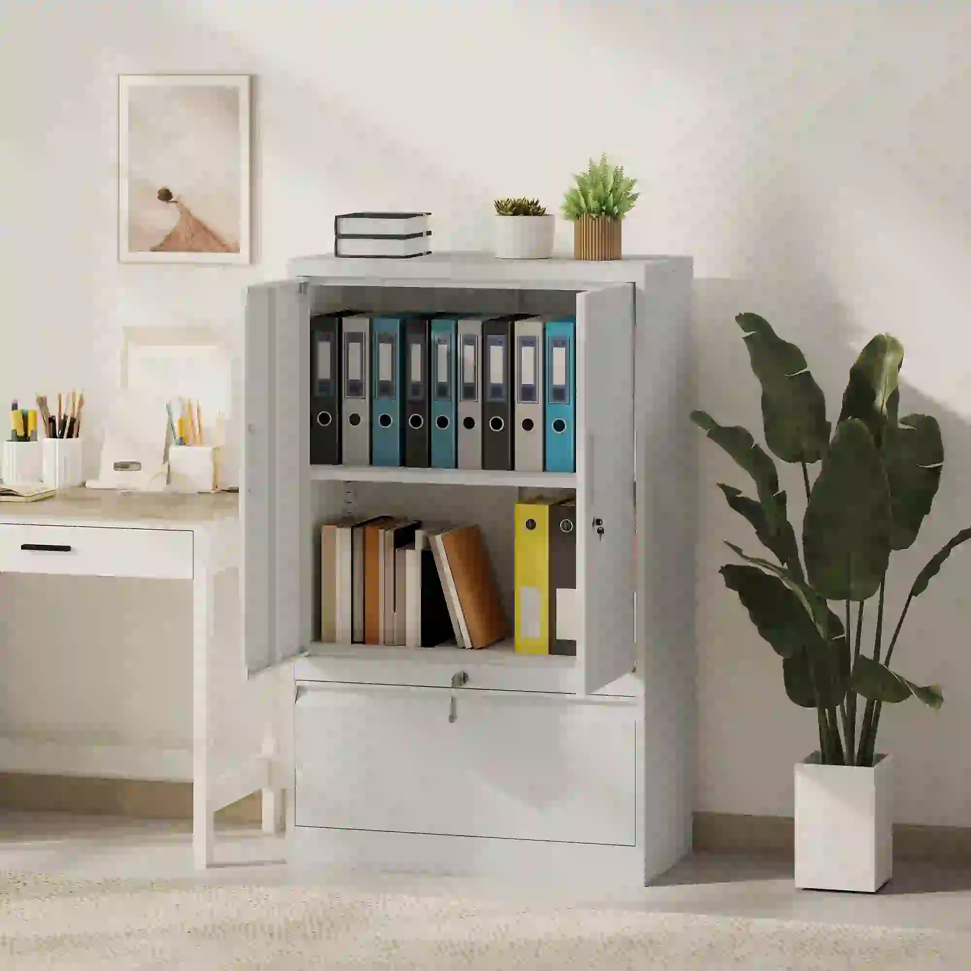 Lateral Filing Cabinet, Metal Storage Cabinet, White Office Cabinets & Cupboards at Gallery Canada