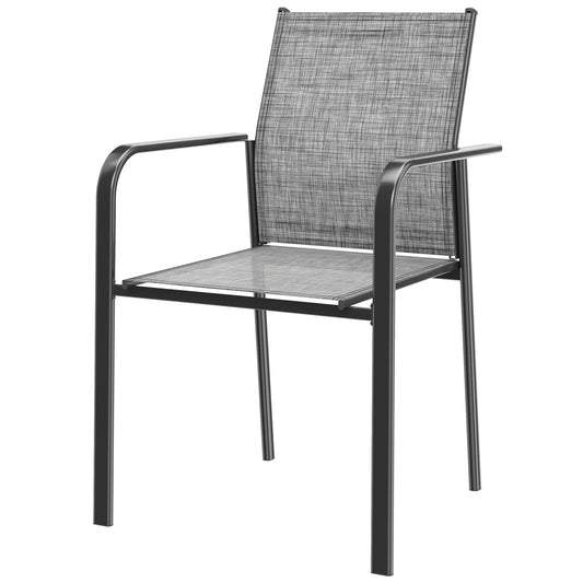 Stackable Patio Chairs Set of 4, 20" Deep Seat, All Weather Mesh, Grey Outdoor Dining Sets Grey, Black at Gallery Canada