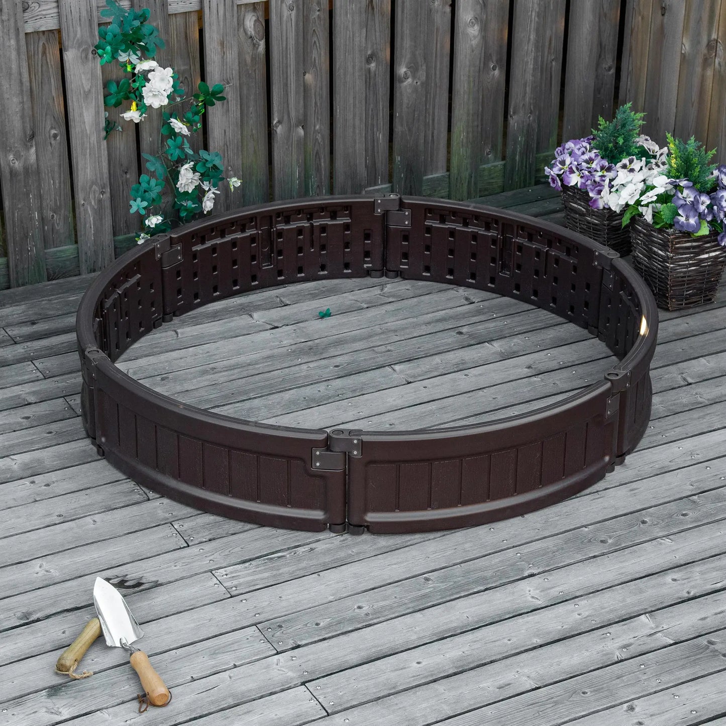 48" Round Raise Garden Bed Kit, Planter Box for Flowers Herbs Vegetables, Brown Galvanized Planter Boxes at Gallery Canada