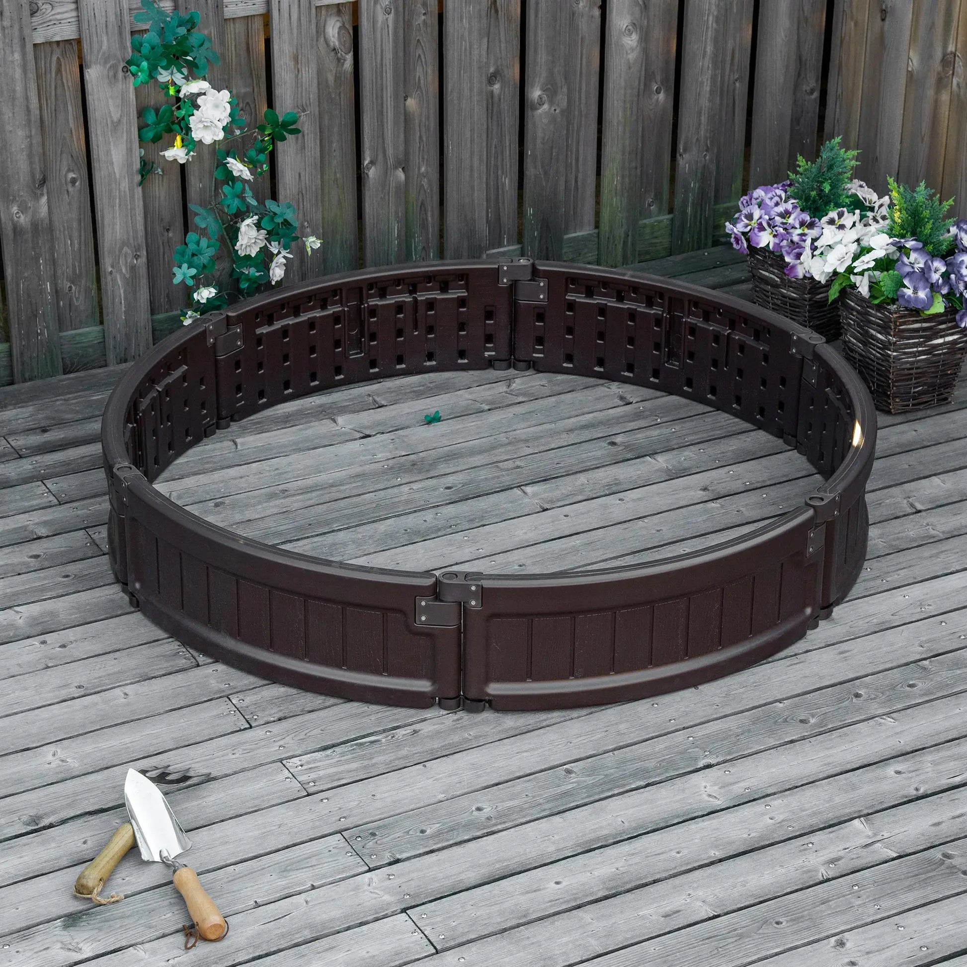 48" Round Raise Garden Bed Kit, Planter Box for Flowers Herbs Vegetables, Brown Galvanized Planter Boxes at Gallery Canada