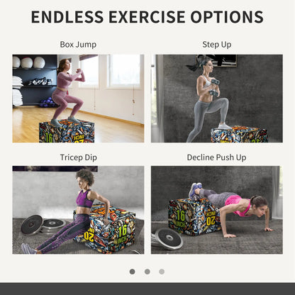 Soft Plyo Box, 3-in-1, Non-Slip Jump Box, 24" x 20" x 16" More-Strength Training Equipment at Gallery Canada