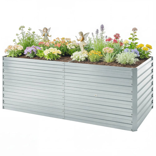 5' x 3' x 2' Raised Garden Bed, Galvanized Planter Box, Silver