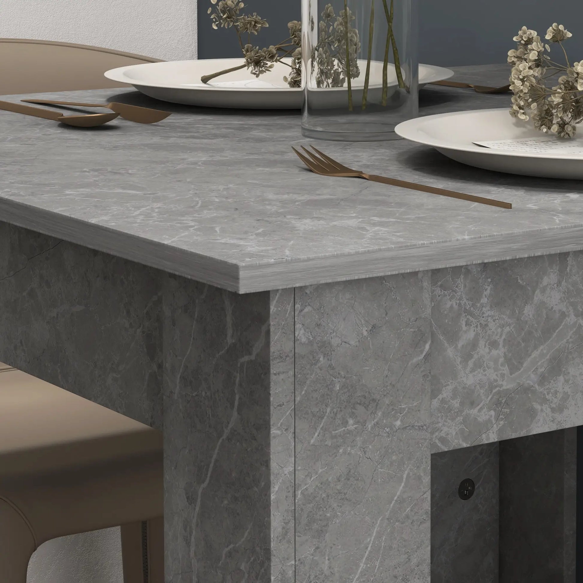 Square Dining Table, Modern Faux Cement Effect, Small Kitchen Table, Cement Grey Dining Tables at Gallery Canada