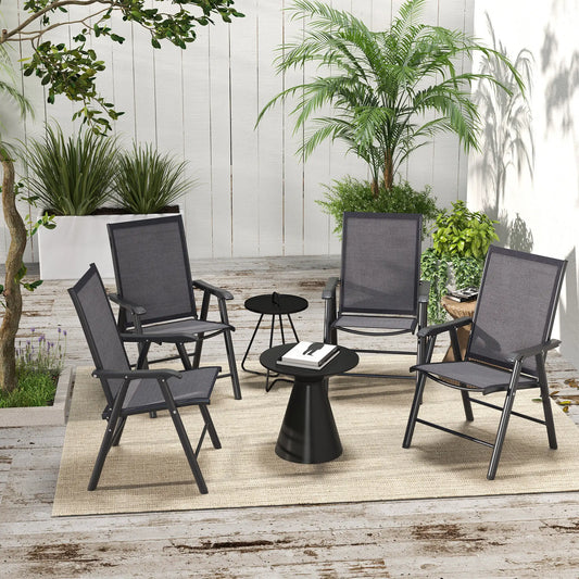 4-Piece Folding Chair Set, Patio Balcony Garden, Dark Grey Patio Chairs Dark Grey, Black at Gallery Canada