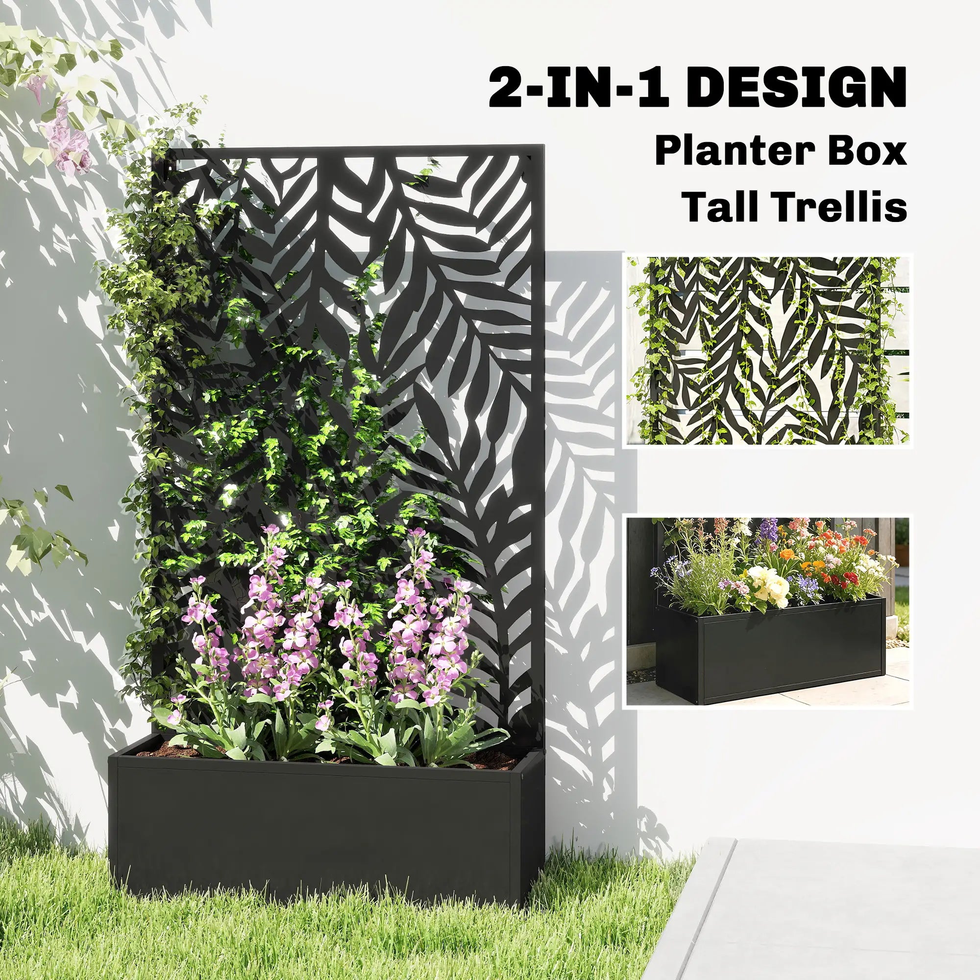 Metal Planter Box With Trellis, 44.5