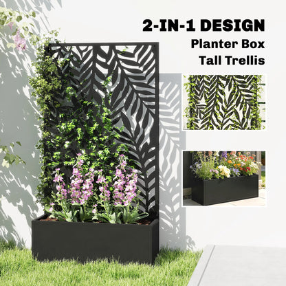 Metal Planter Box With Trellis, 44.5" Raised Garden Bed Galvanized Planter Boxes at Gallery Canada