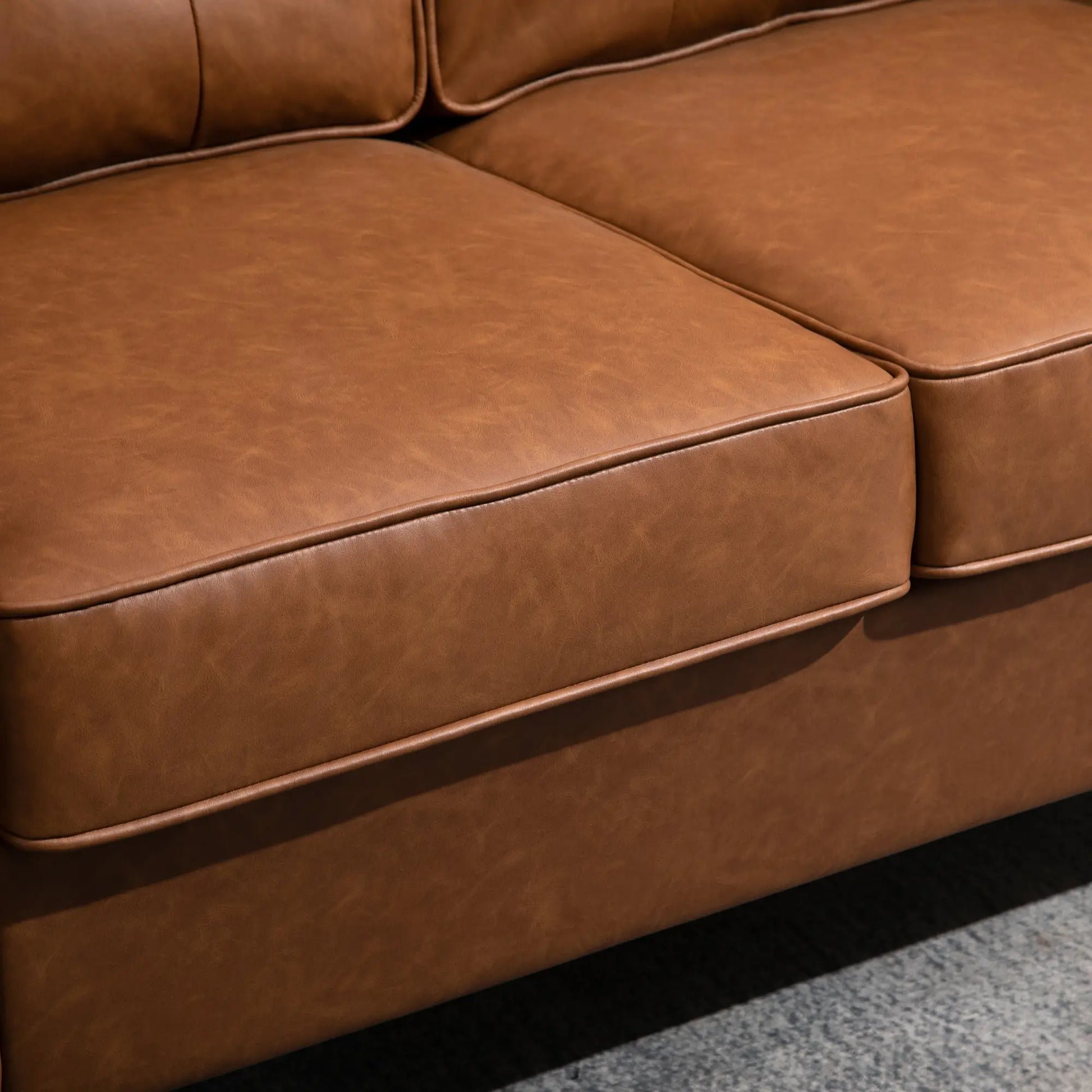 51" PU Leather Loveseat, Upholstered Double Sofa, Tufted Backrest, Brown 2-Seater Sofas at Gallery Canada