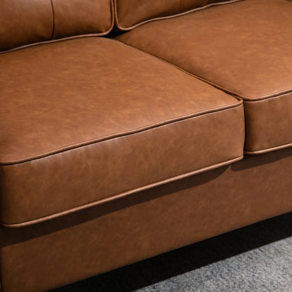 51" PU Leather Loveseat, Upholstered Double Sofa, Tufted Backrest, Brown 2-Seater Sofas at Gallery Canada