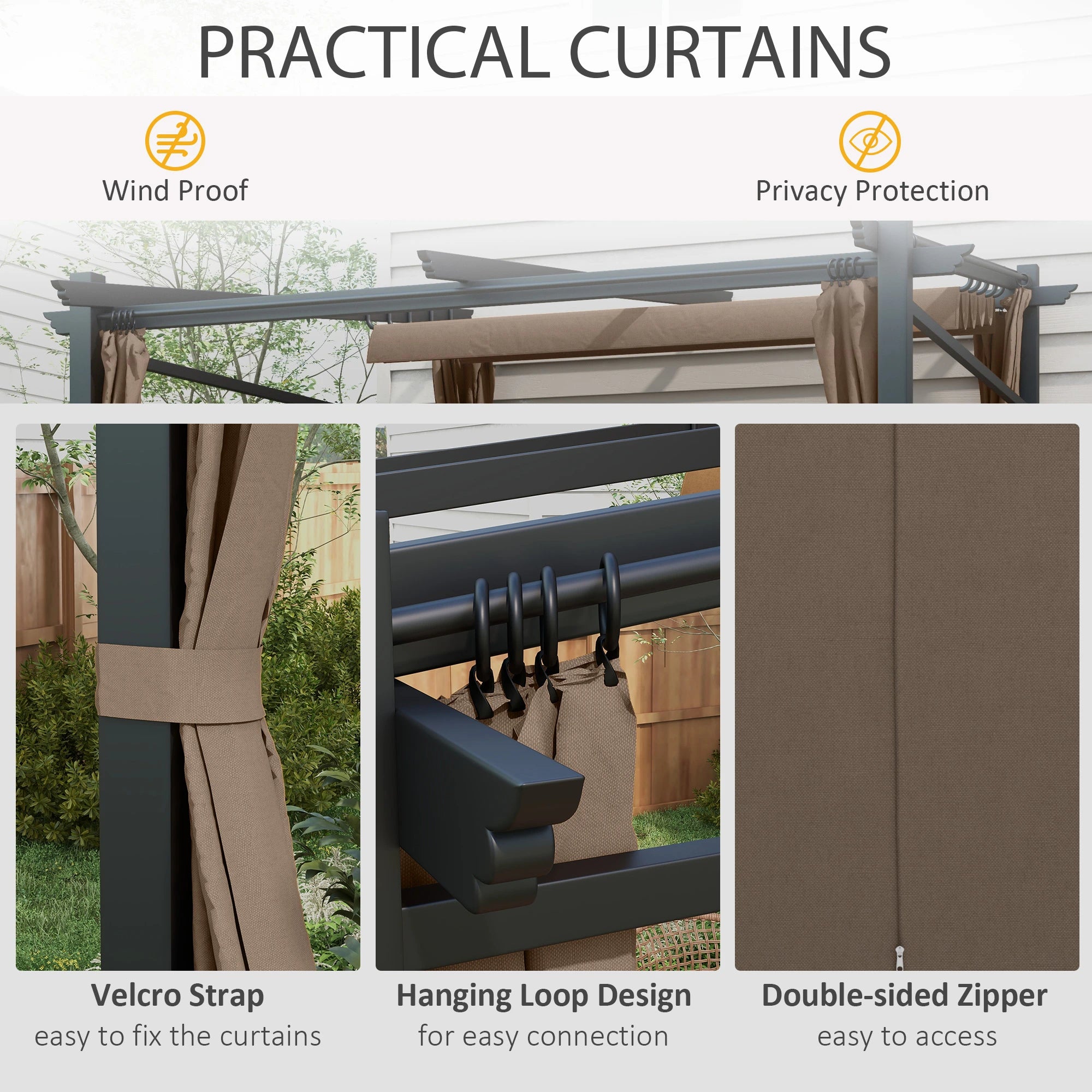 Metal Pergola, Sliding Roof Canopy, Retractable, 10' x 10', Coffee Pergolas at Gallery Canada