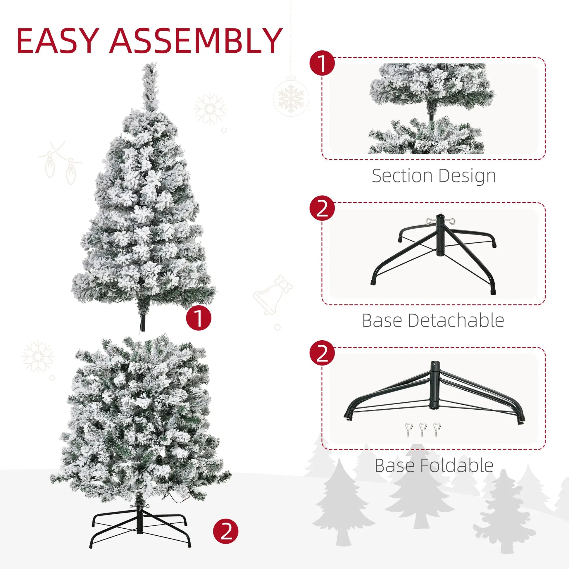 7.5 Feet Prelit Snow Flocked Christmas Tree, Warm White LED, Green, White Pre Lit Christmas Trees at Gallery Canada