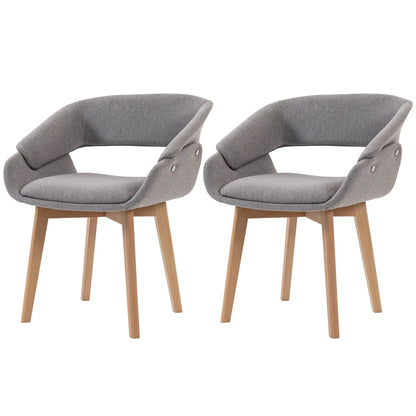 Linen Fabric Dining Chairs Set of 2, Light Grey