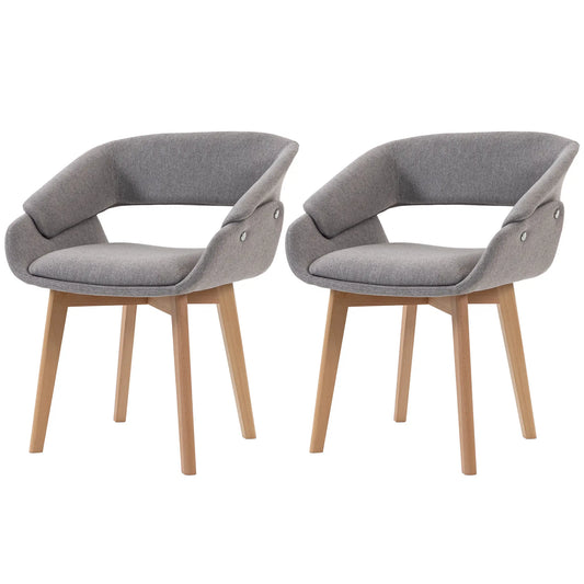 Linen Fabric Dining Chairs Set of 2, Light Grey Dining Chairs Multi Colour at Gallery Canada
