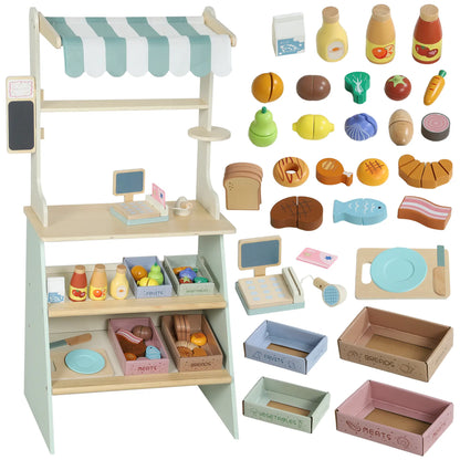 Kids Grocery Store Playset, Toy Set with Cash Register, Chalkboard, Food Toy Playsets at Gallery Canada