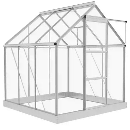 6' x 6' Walk-In Greenhouse, Polycarbonate, Sliding Door, Window, Silver Walk In Greenhouses Silver, Clear at Gallery Canada