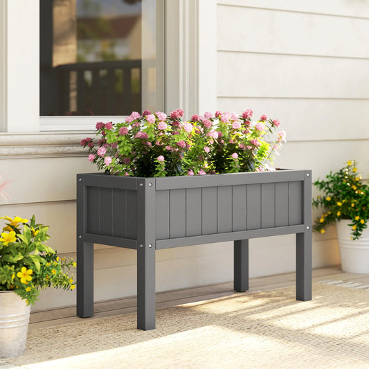 Raised Garden Bed With Legs, HDPE Planter With Drainage Holes Elevated Garden Beds Grey at Gallery Canada