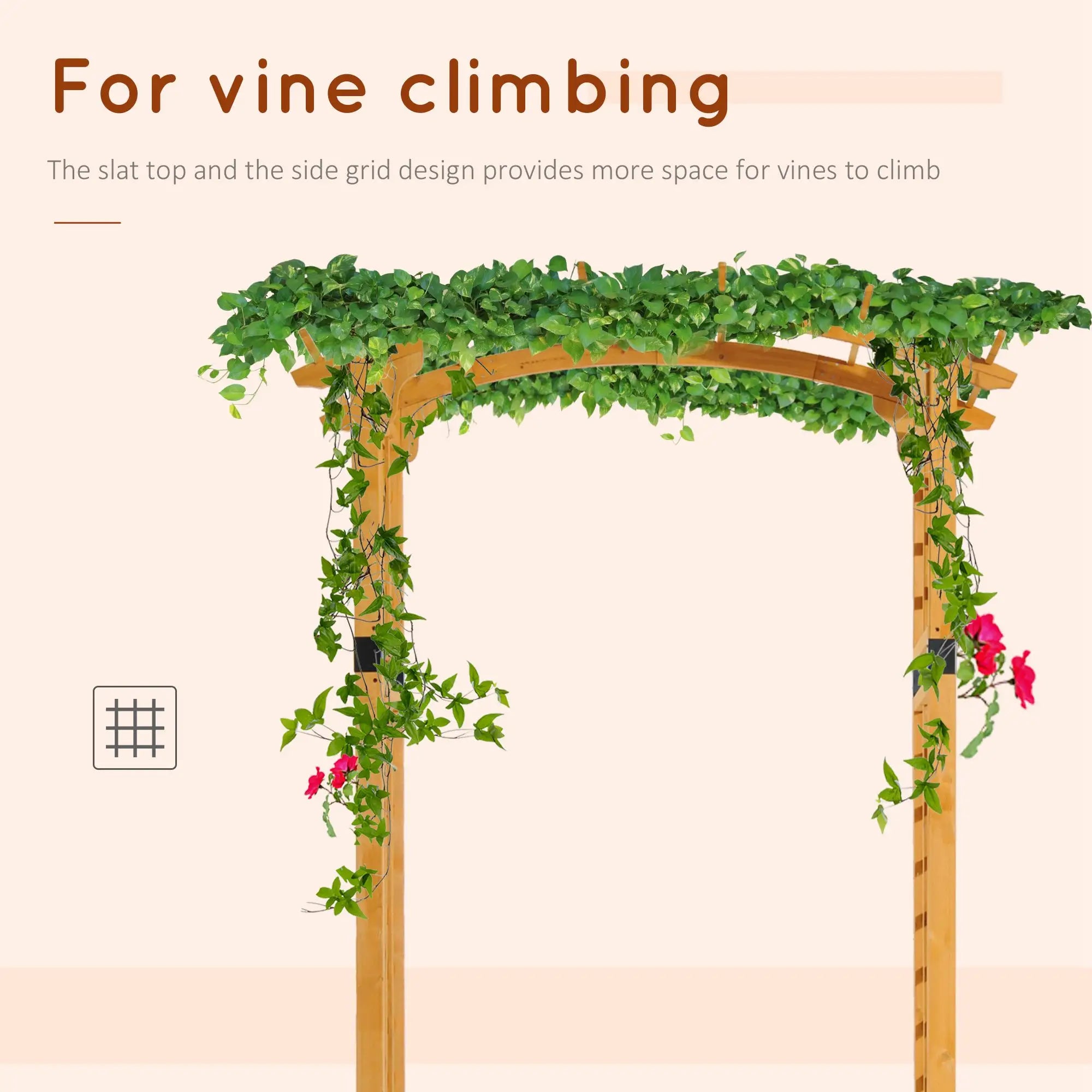 7.5FT Wood Garden Arch Trellis, Round Pergola Arbor, Yellow Garden Arches at Gallery Canada