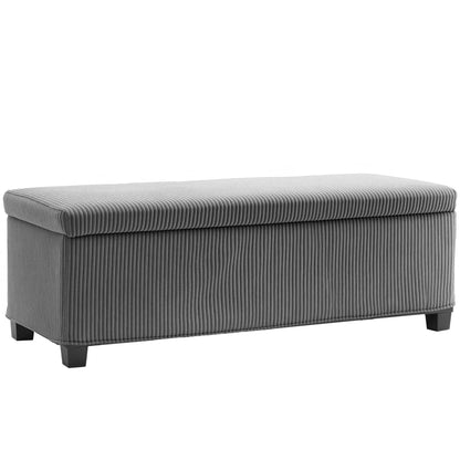 44 Inches Ottoman Storage Bench, Corduroy Lid, Grey