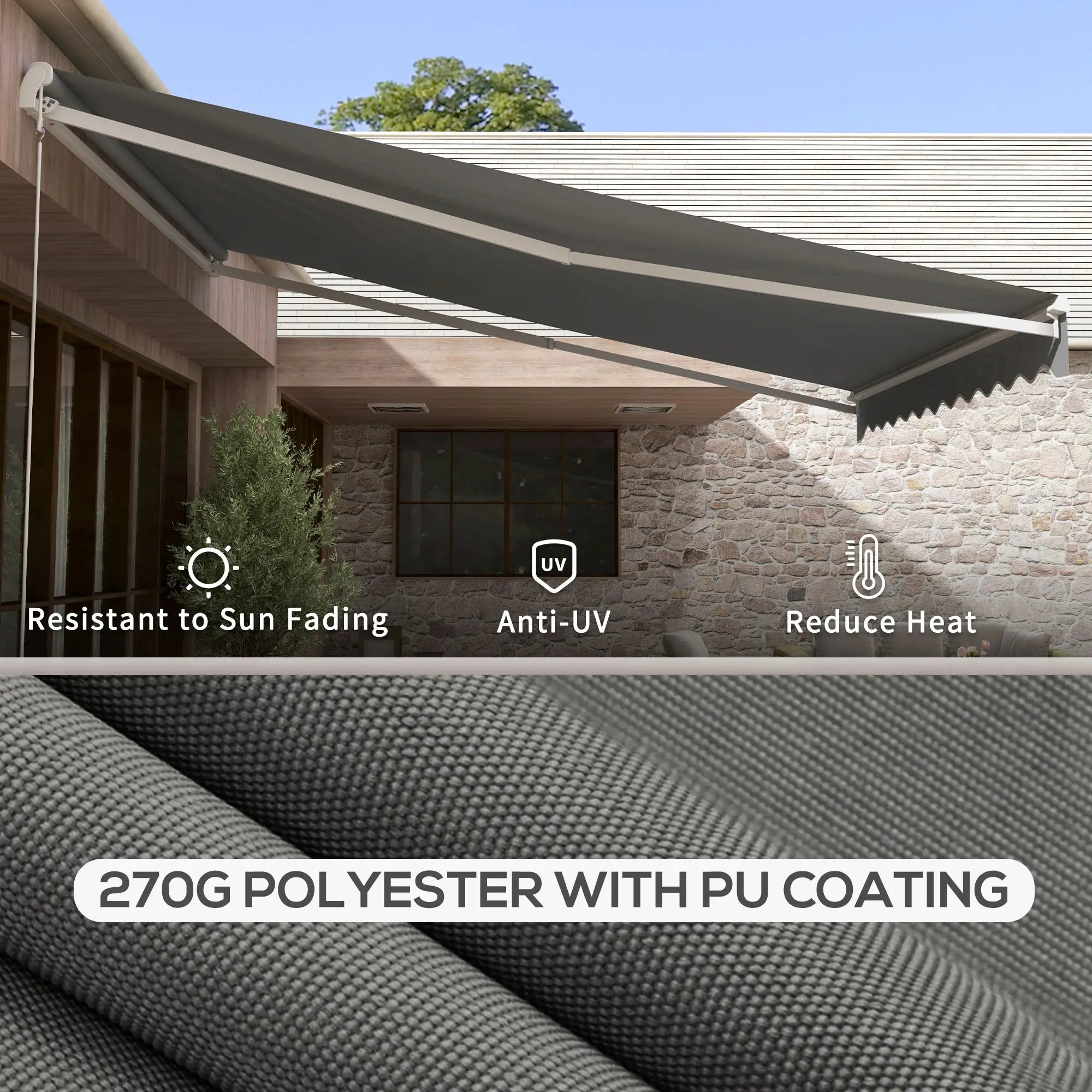 13' x 10' Electric Retractable Awning, Remote Controller, Light Grey Deck Awnings at Gallery Canada