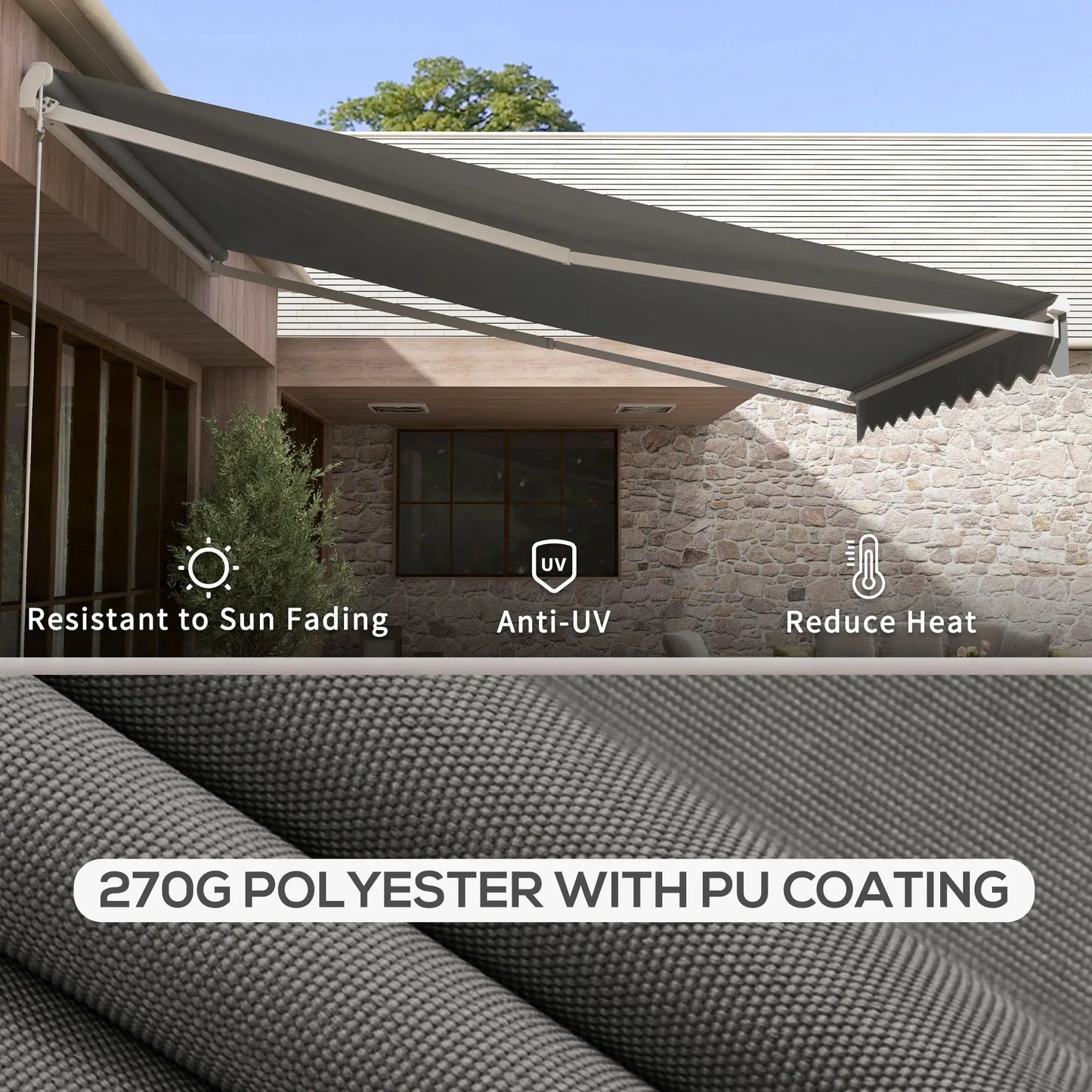 13' x 10' Electric Retractable Awning, Remote Controller, Light Grey Deck Awnings at Gallery Canada