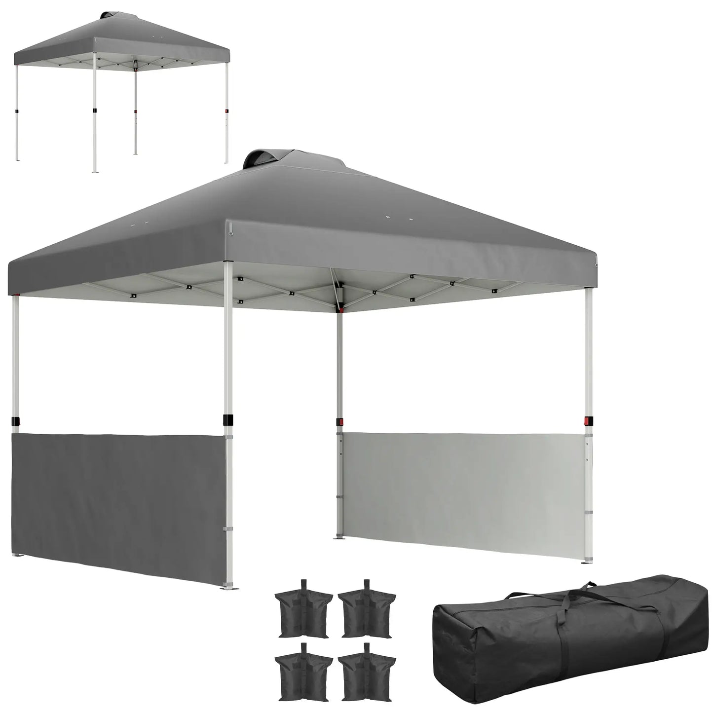 10' x 10' Pop Up Canopy Tent, 2 Half Sidewalls, UV50+, Dark Grey Pop Up Canopies at Gallery Canada
