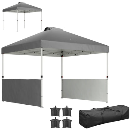 10' x 10' Pop Up Canopy Tent, 2 Half Sidewalls, UV50+, Dark Grey Pop Up Canopies at Gallery Canada