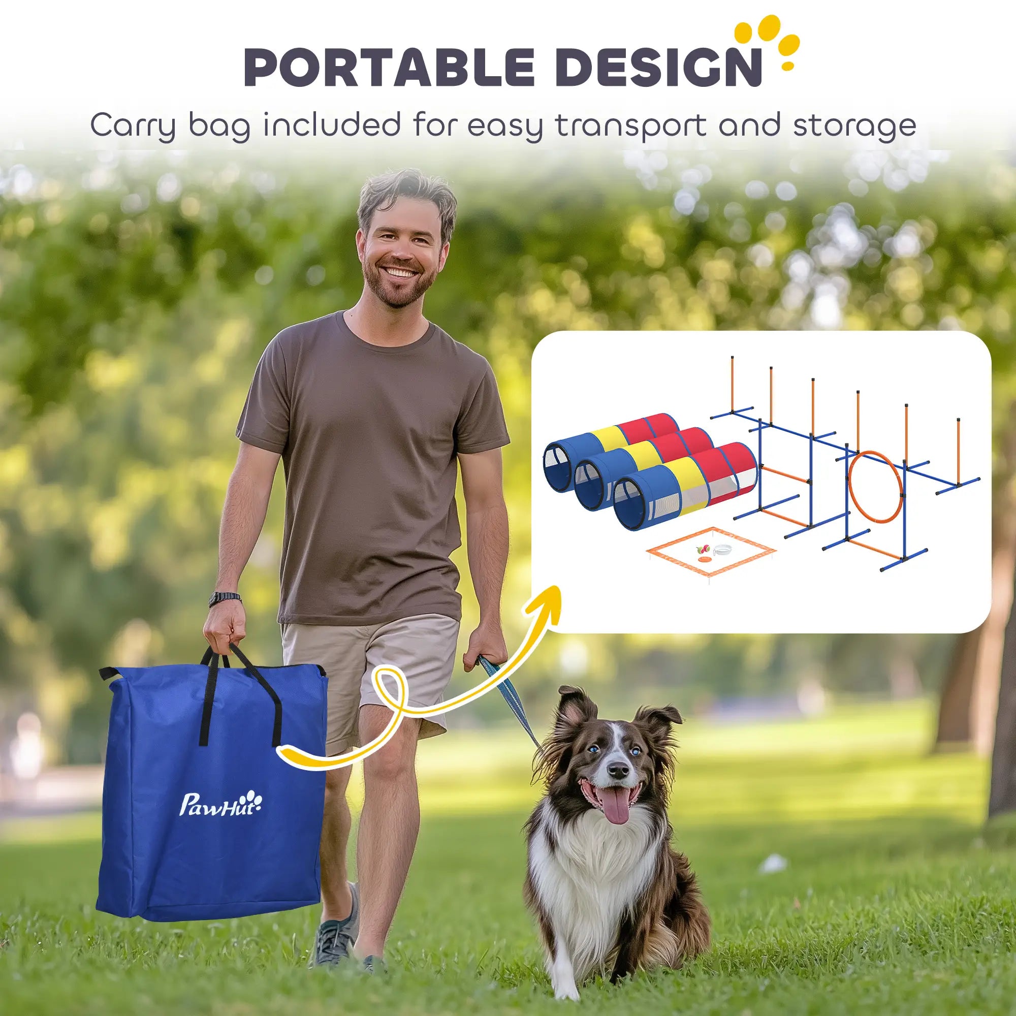 Dog Agility Training Equipment, 11-Piece Obstacle Course, Adjustable Hurdle, Ring, Tunnels, Weave Poles Dog Agility Training Equipment at Gallery Canada