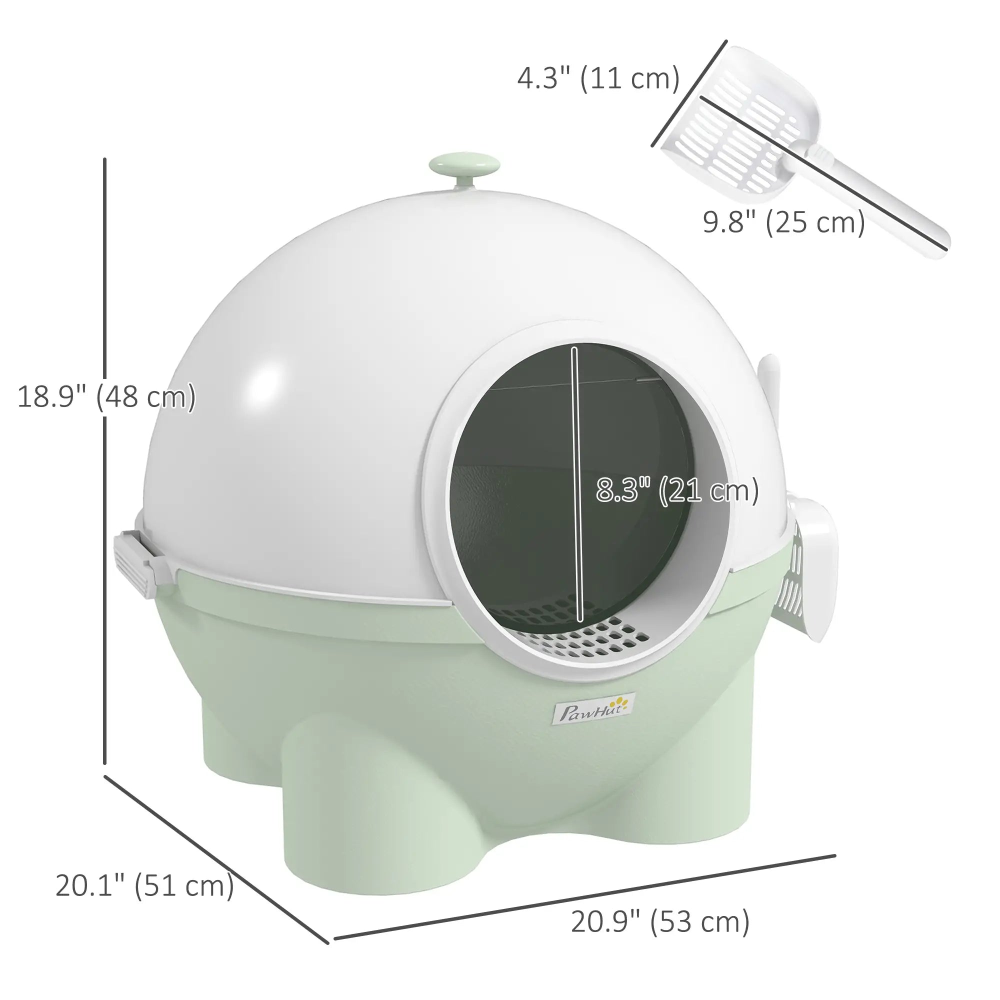 Enclosed Cat Litter Box, Large with Lid, Scoop, Leaking Sand Pedal, Light Green Cat Litter Box Enclosures at Gallery Canada