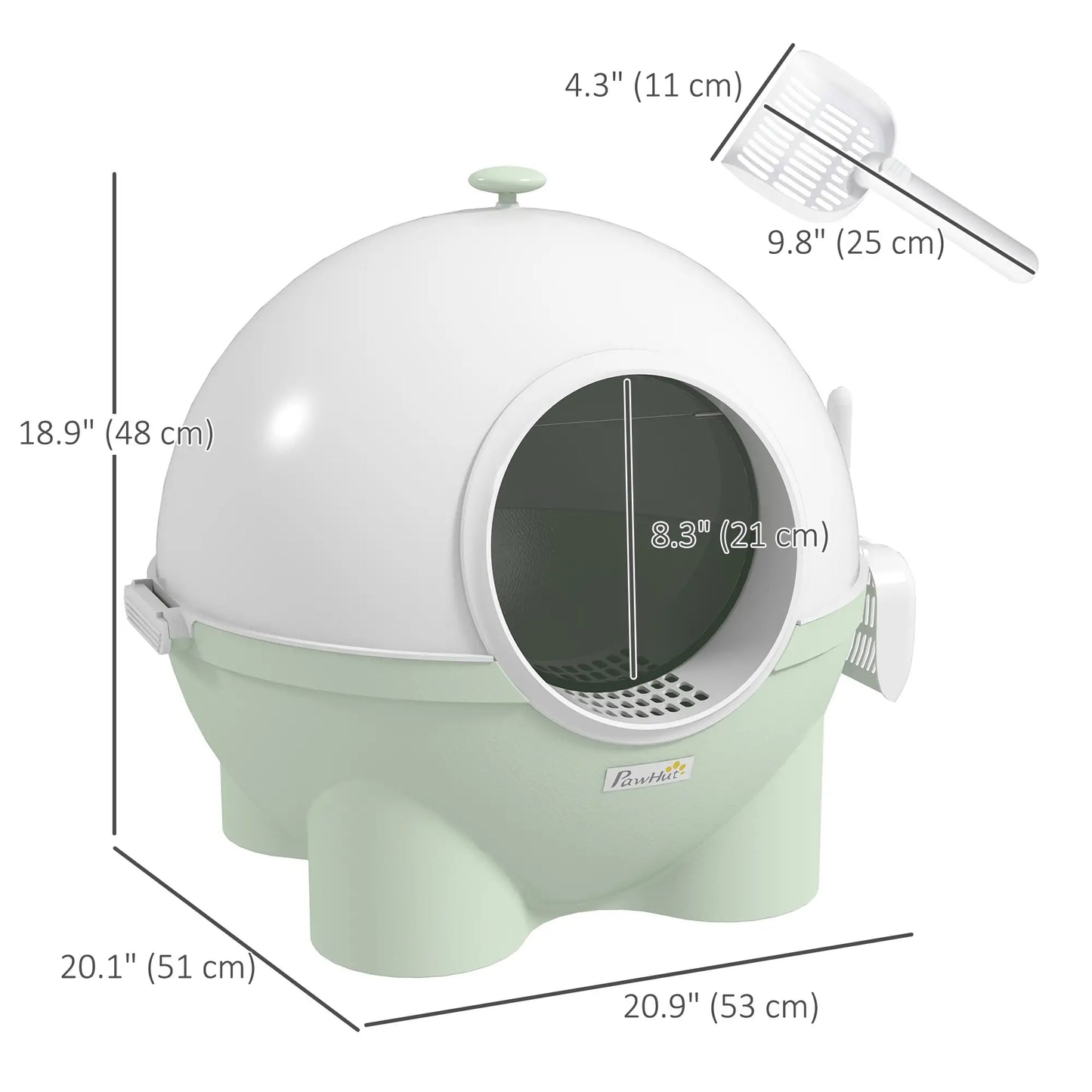 Enclosed Cat Litter Box, Large with Lid, Scoop, Leaking Sand Pedal, Light Green Cat Litter Box Enclosures at Gallery Canada