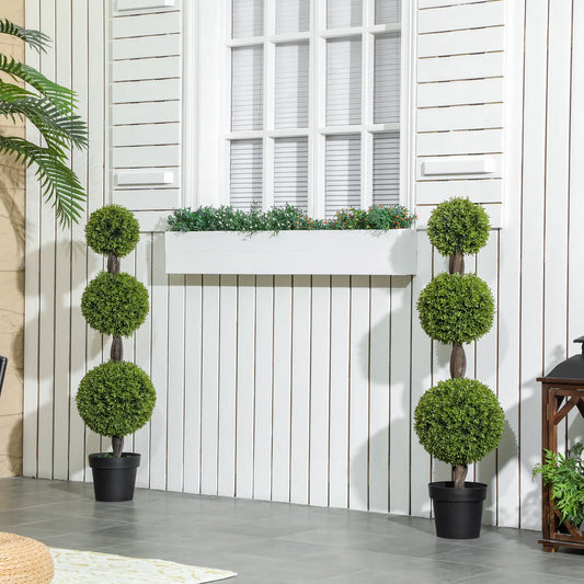 Artificial Ball Boxwood Topiary Trees, Set of 2, Indoor Outdoor Decor, Green Artificial Trees Green at Gallery Canada