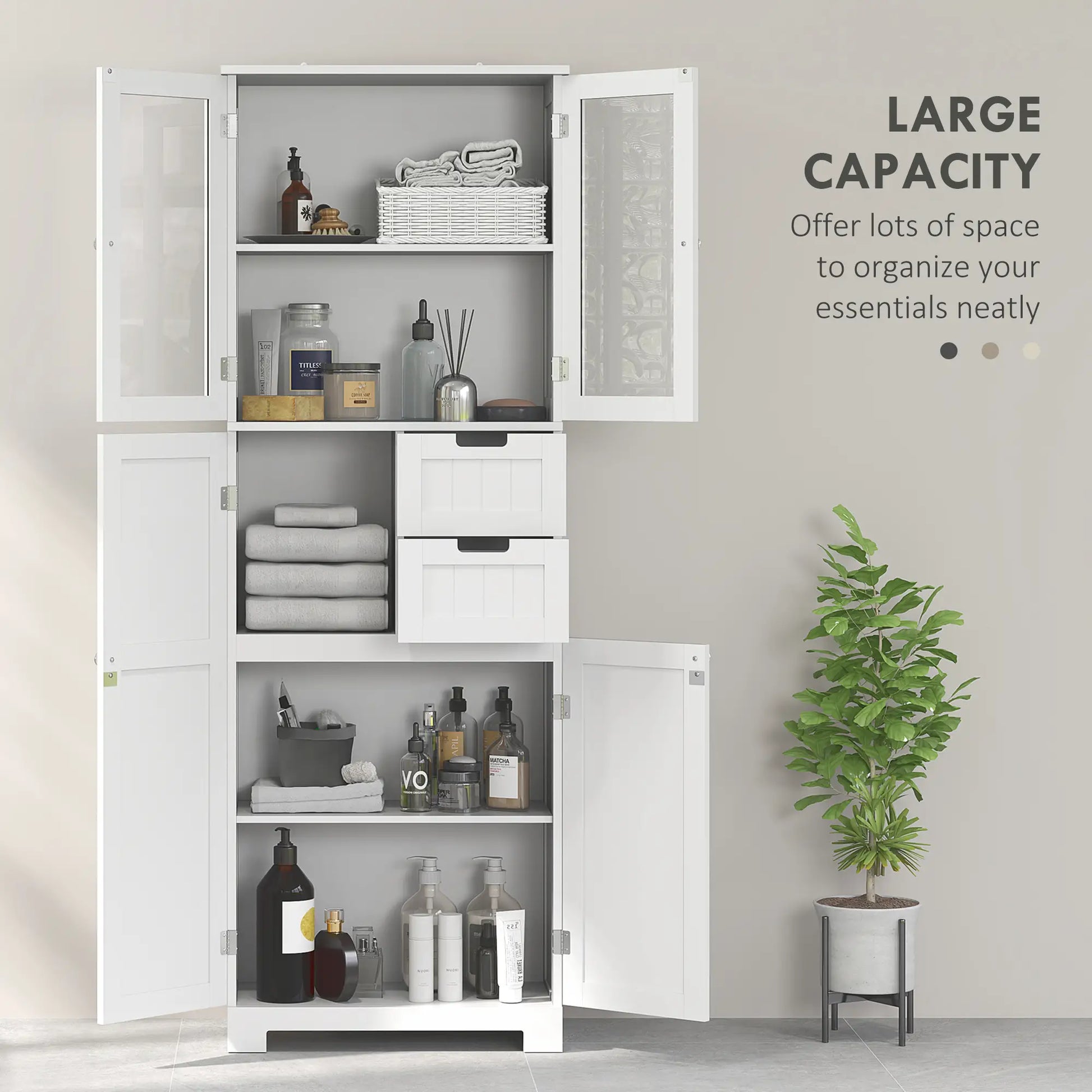 Tall Bathroom Storage Cabinet, Adjustable Shelves, White Bathroom Cabinets at Gallery Canada