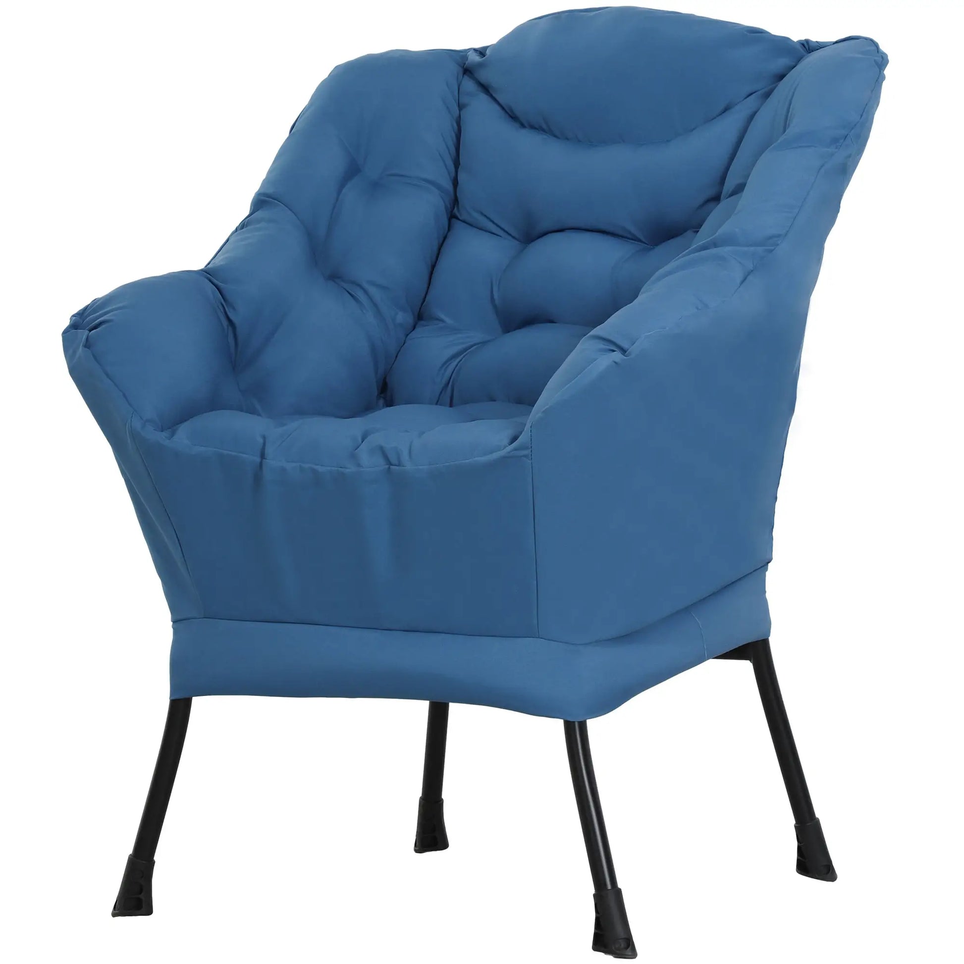 Modern Accent Chair, Armchair with Side Pockets and Solid Steel Legs, Comfy Reading Chair for Living Room, Bedroom, Blue Accent Chairs Blue at Gallery Canada