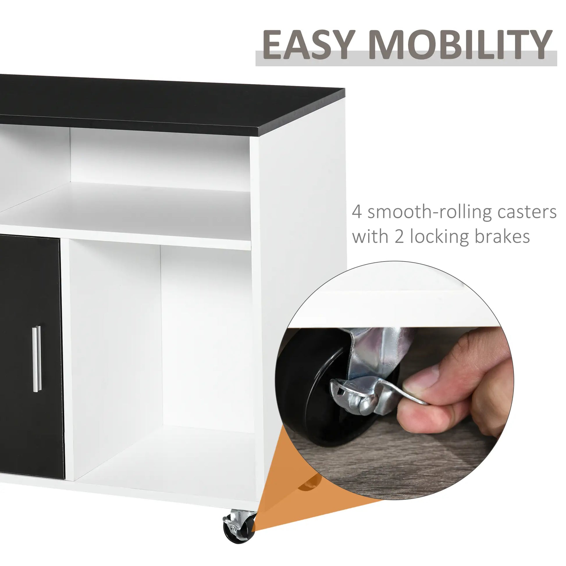 Lateral Filing Cabinet, Mobile with Wheels, Lockable Drawer, Black Office Cabinets & Cupboards at Gallery Canada