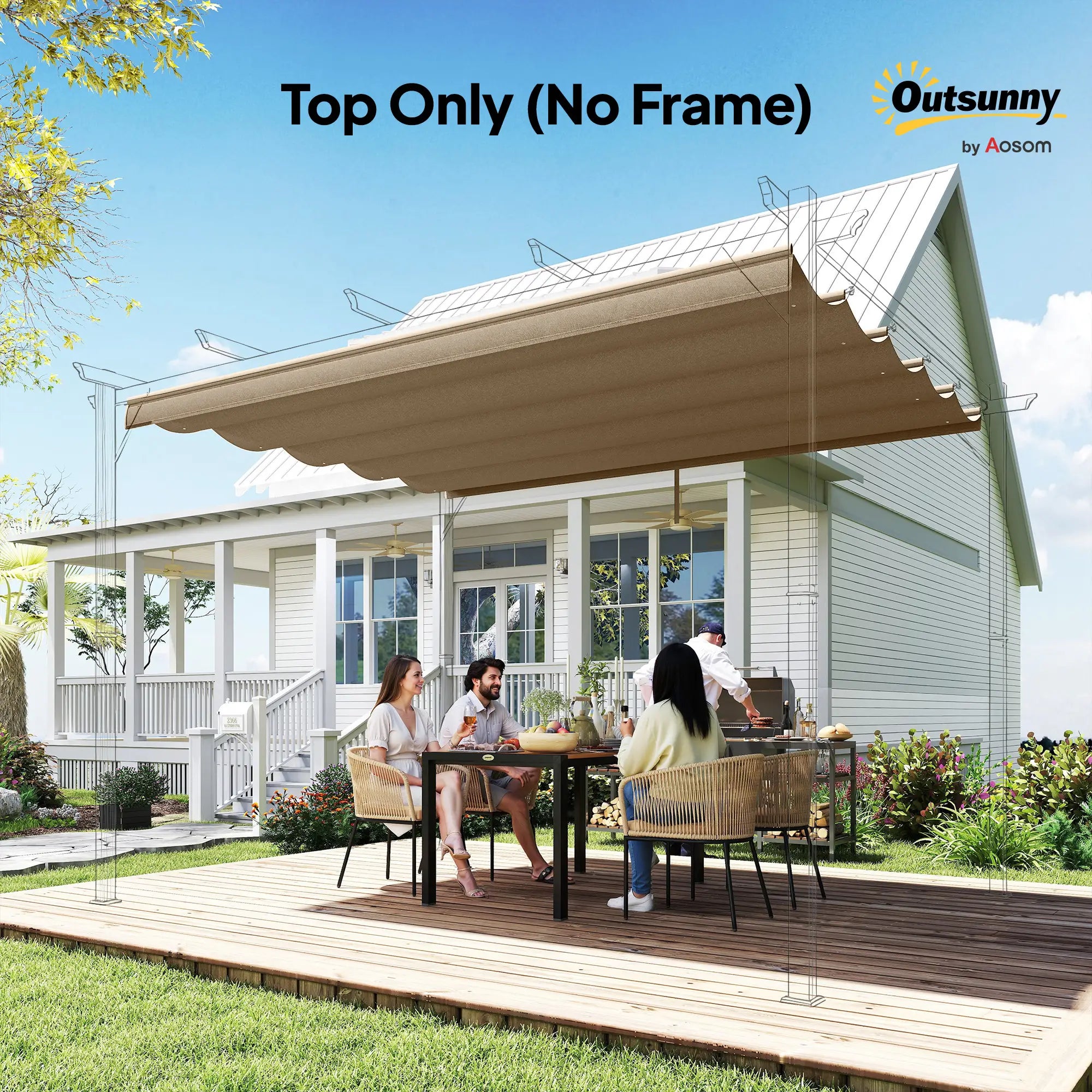 Retractable Pergola Canopy Replacement, 8.2'x8.4', Tan Gazebo Canopy Replacement at Gallery Canada