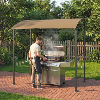7' x 5' Garden Grill Canopy, Steel Frame with Hooks, Dark Coffee BBQ Grill Gazebos at Gallery Canada