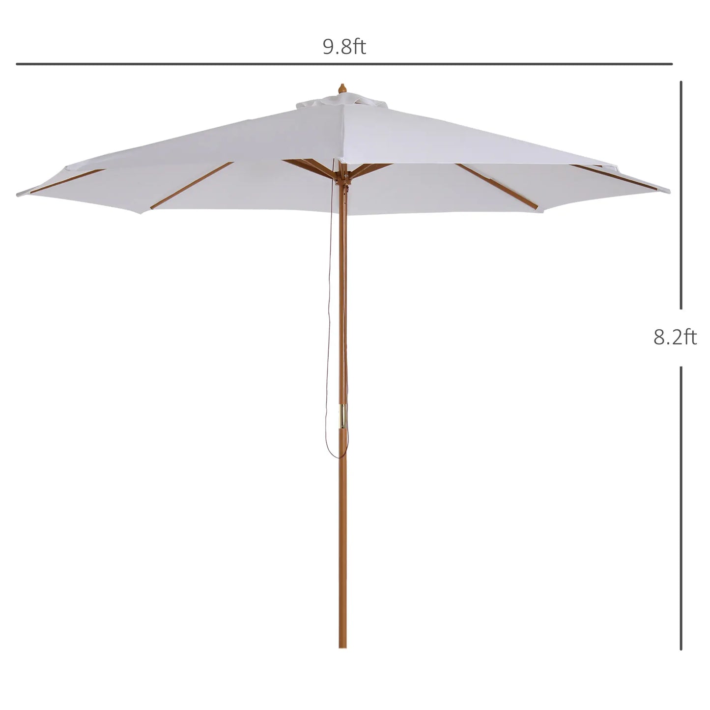 10' x 8' Bamboo Round Patio Umbrella, White Sun Umbrellas at Gallery Canada