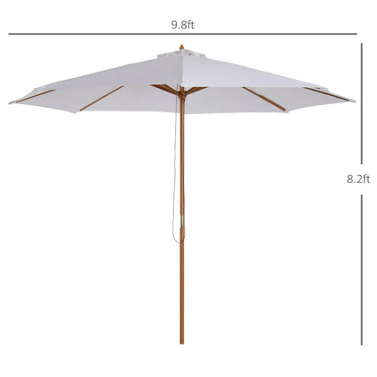 10' x 8' Bamboo Round Patio Umbrella, White Sun Umbrellas at Gallery Canada
