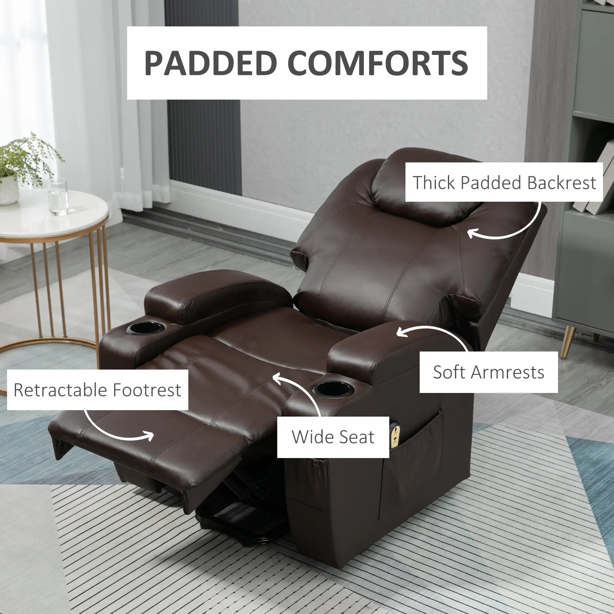Power Lift Recliner Chair, PU Leather, Remote Control, Brown Electric Power Lift Chairs at Gallery Canada