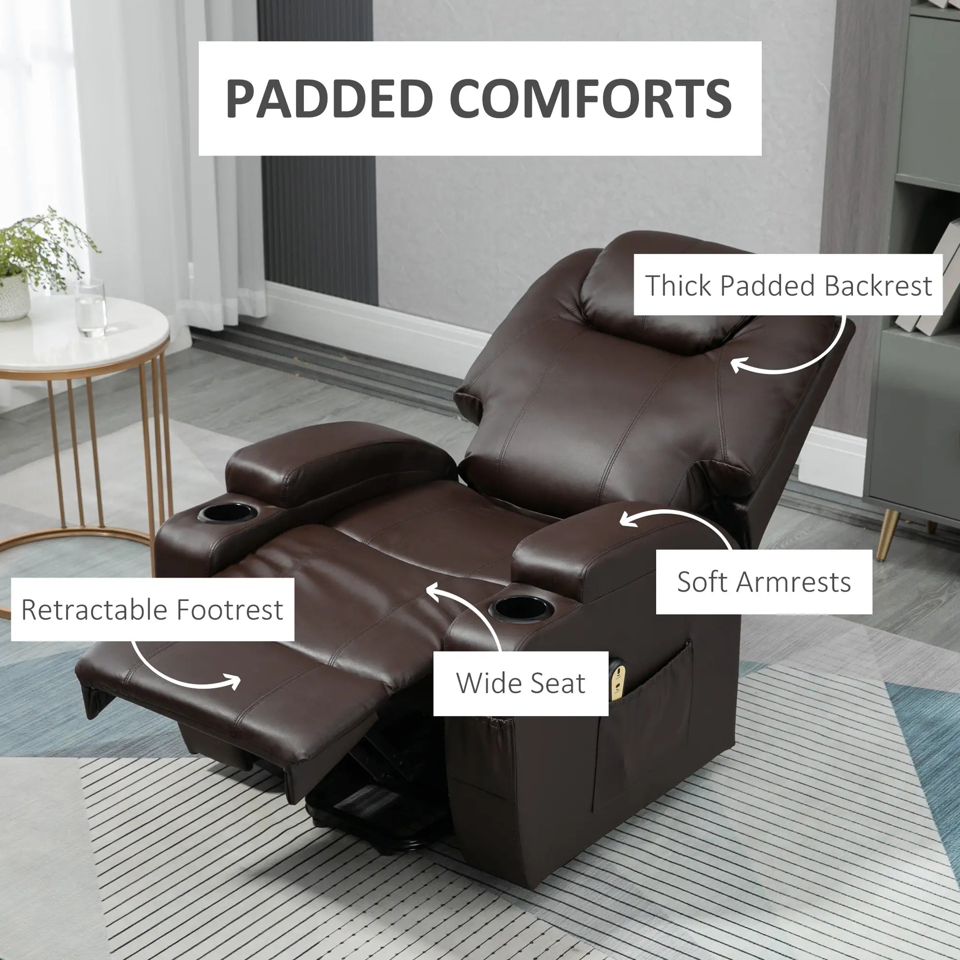Power Lift Recliner Chair, PU Leather, Remote Control, Brown Electric Power Lift Chairs at Gallery Canada