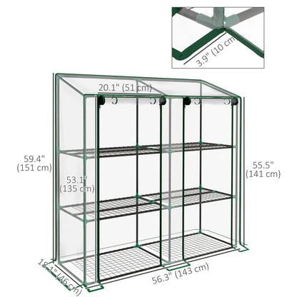 Portable Mini Greenhouse, 3 Tier Shelves, Reinforced Cover, 56.3" x 18.1" x 59.4" Greenhouses at Gallery Canada