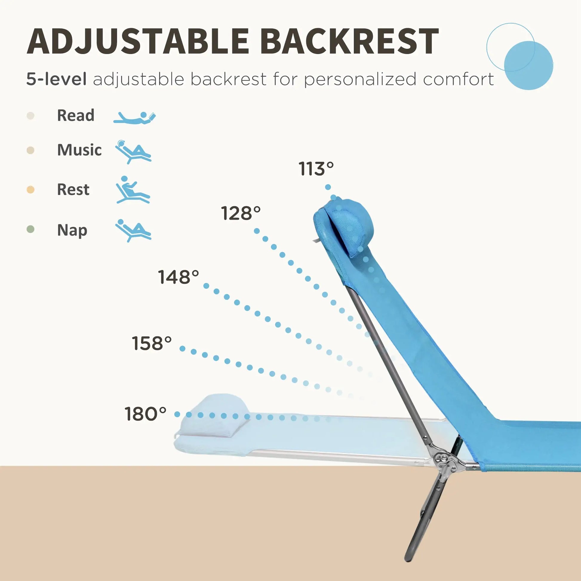 Folding Chaise Lounge Chairs Set of 2, Outdoor Reclining, Blue Lounger Chairs at Gallery Canada