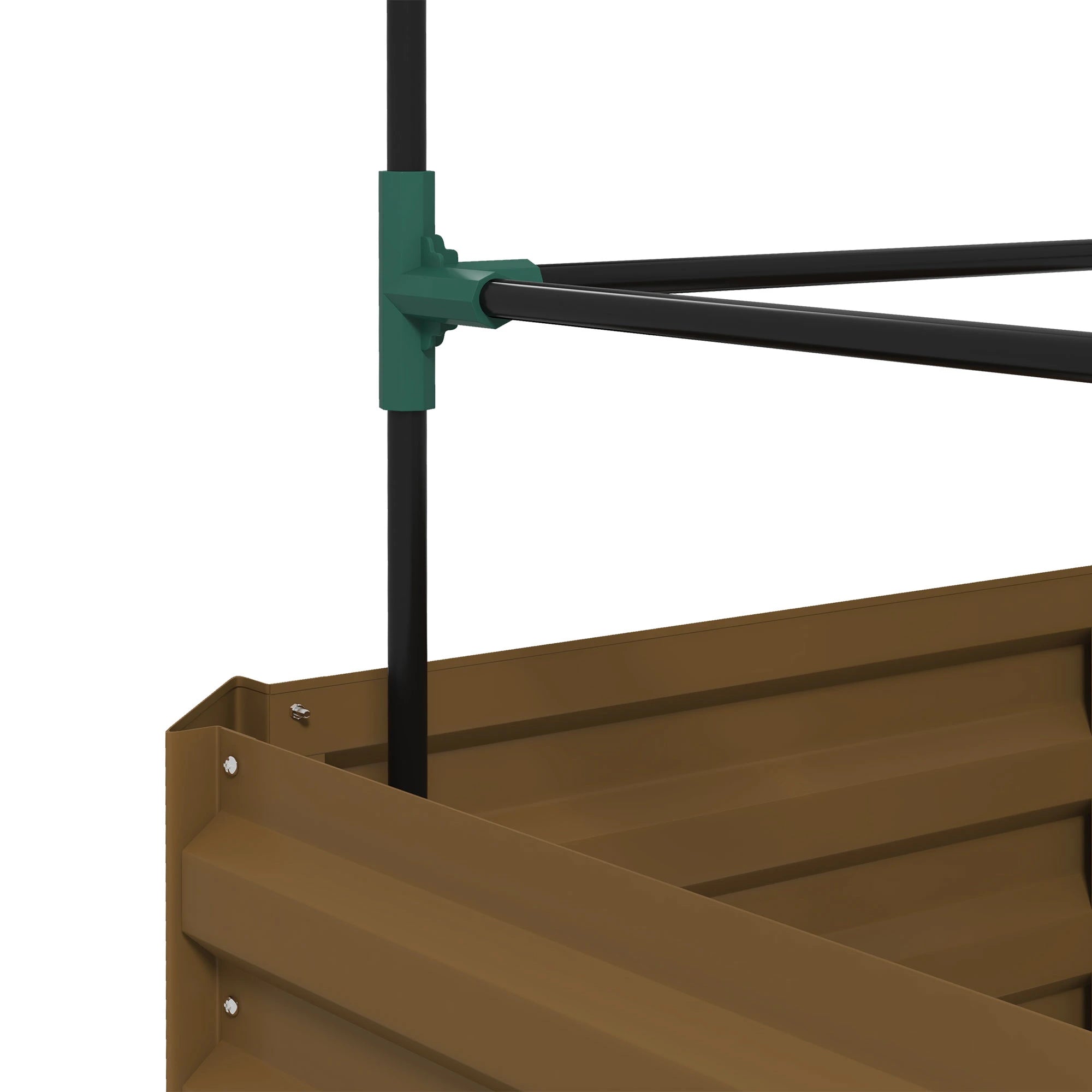 Galvanized Planter Box, Outdoor Raised Garden Bed with 3-Tier Trellis Tomato Cage for Climbing Vines, Vegetables, Brown Galvanized Planter Boxes at Gallery Canada