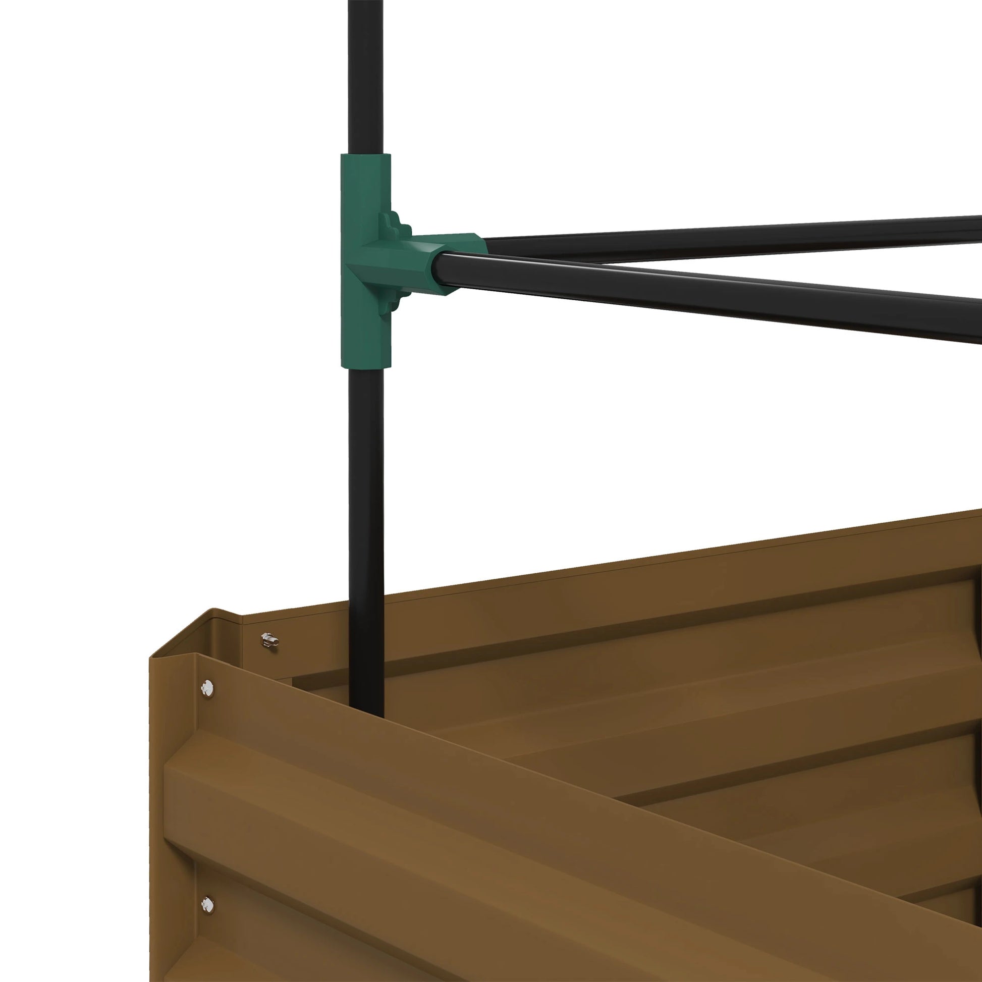 Galvanized Planter Box, Outdoor Raised Garden Bed with 3-Tier Trellis Tomato Cage for Climbing Vines, Vegetables, Brown Galvanized Planter Boxes at Gallery Canada