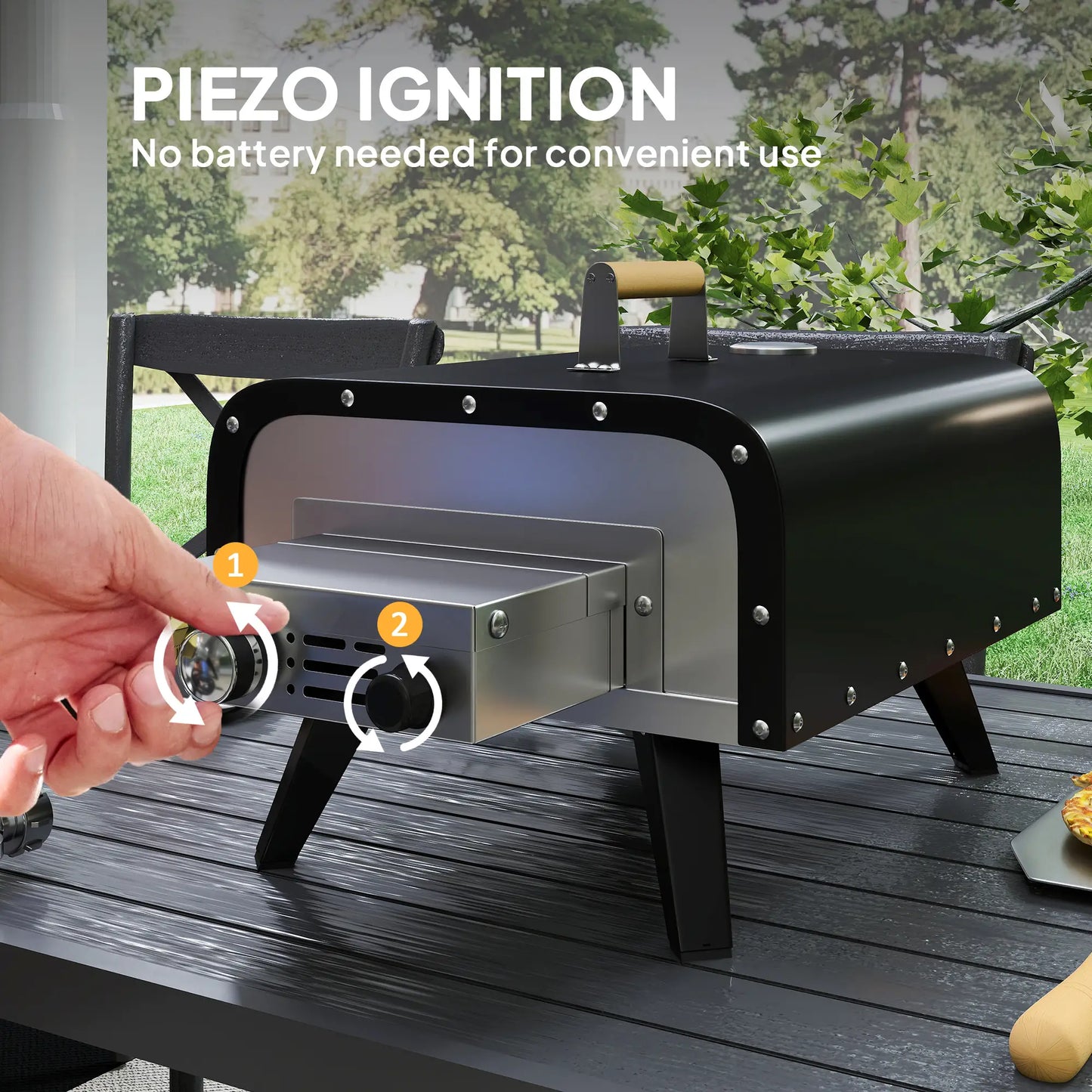 Portable Gas Pizza Oven, 12" Stone, Thermometer, Foldable Legs, Black Propane Gas Grills at Gallery Canada
