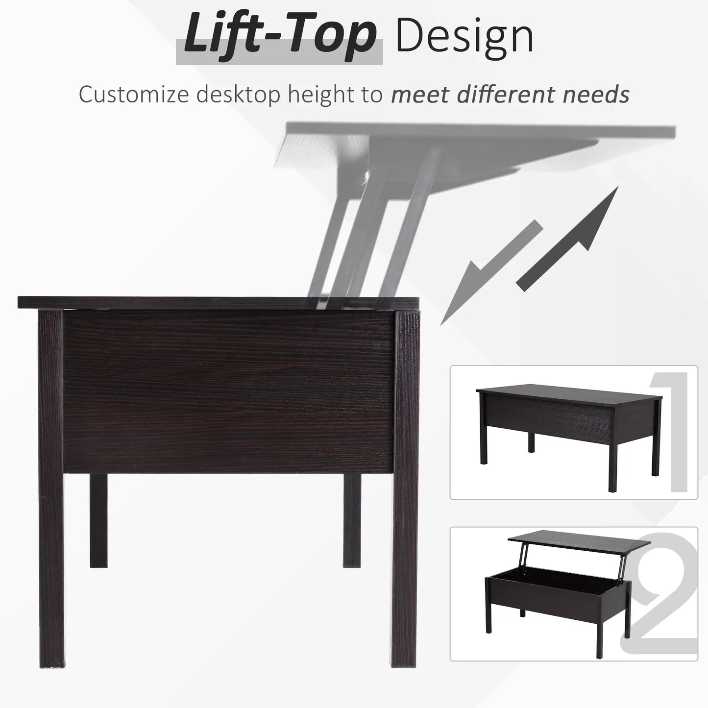 39" Lift Top Coffee Table, Hidden Storage, Living Room Center Table Coffee Tables at Gallery Canada