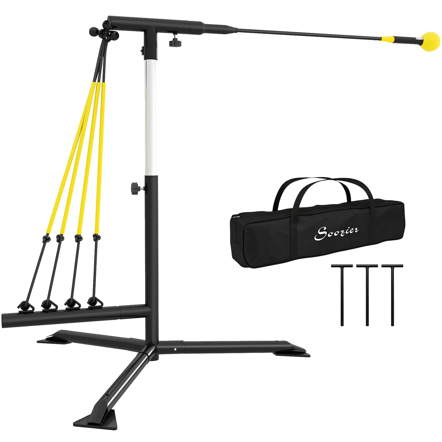 Baseball Hitting Trainer, 32.7"-43.3" Adjustable, with Bands & Bag