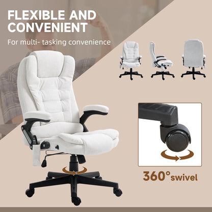 Reclining Massage Office Chair, High Back, Swivel Wheels, White Massage Chairs at Gallery Canada